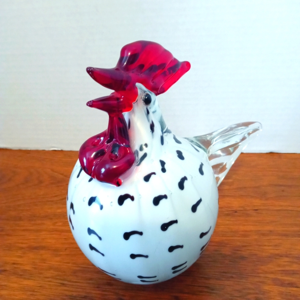 Vintage Murano Glass Chicken Art Deco Figurine